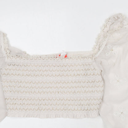 Womens UK Size M River Island Ivory Cropped Blouse