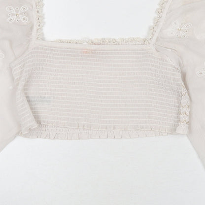 Womens UK Size M River Island Ivory Cropped Blouse
