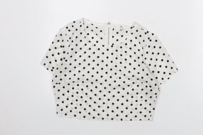 Womens UK Size 8 Missguided White Cropped Blouse
