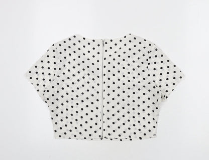 Womens UK Size 8 Missguided White Cropped Blouse
