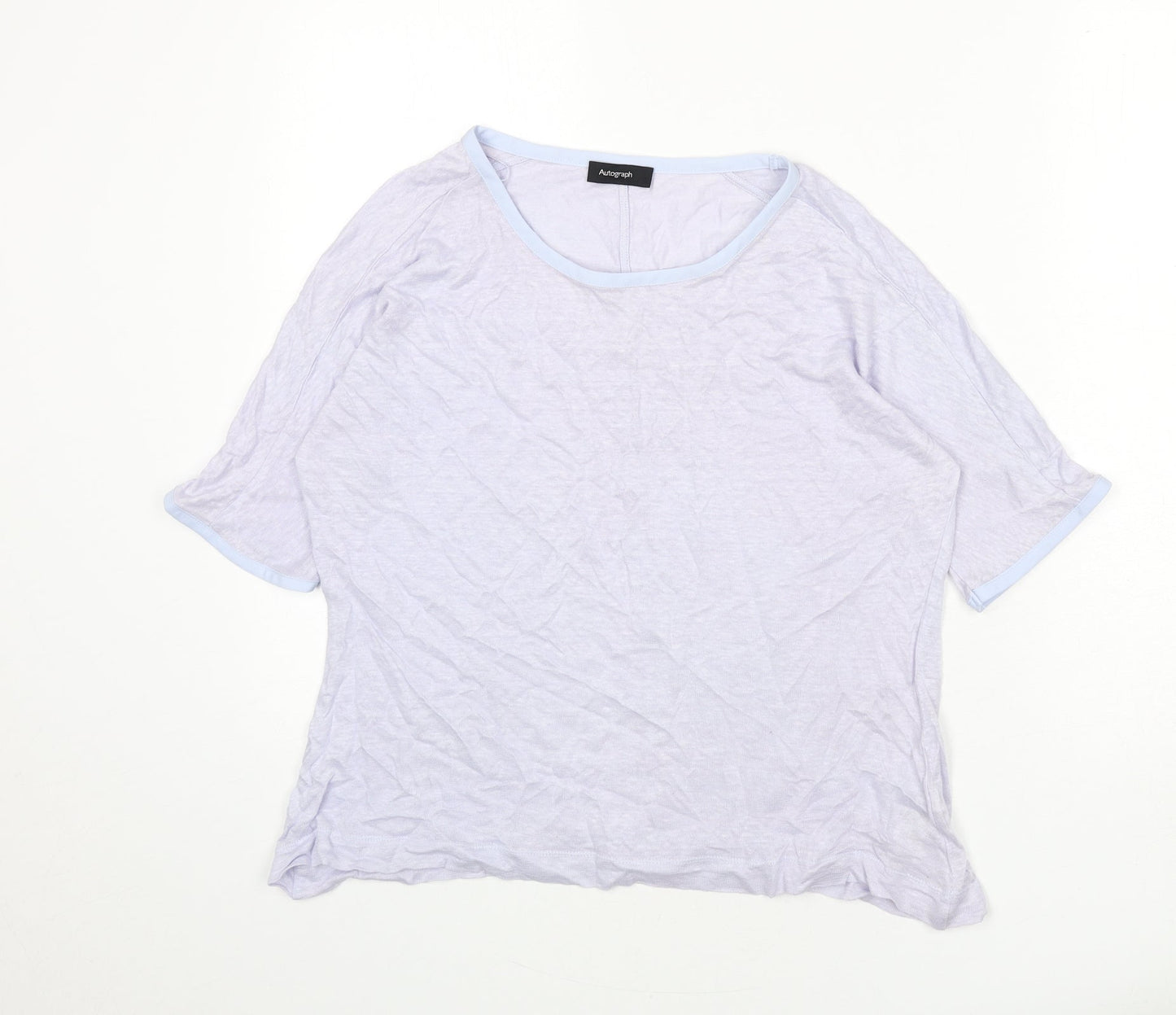 Autograph Womens Purple Round Neck Linen Pullover Jumper Size 12