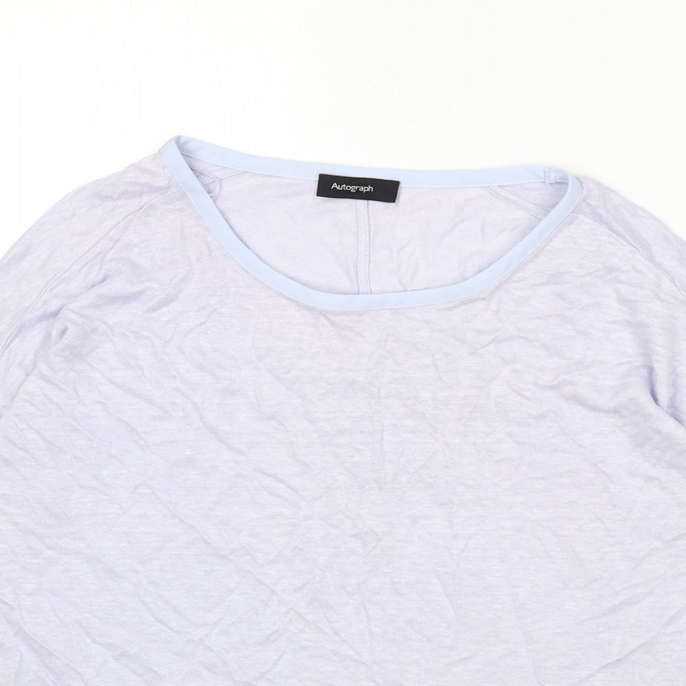 Autograph Womens Purple Round Neck Linen Pullover Jumper Size 12