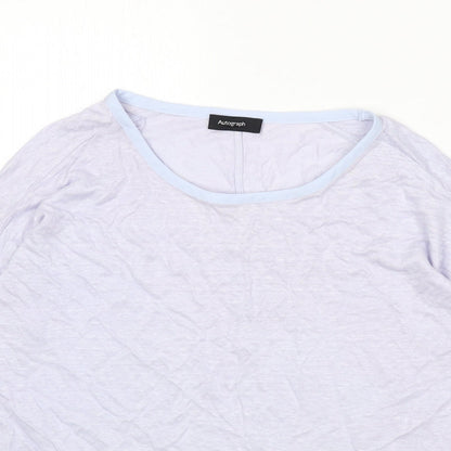 Autograph Womens Purple Round Neck Linen Pullover Jumper Size 12