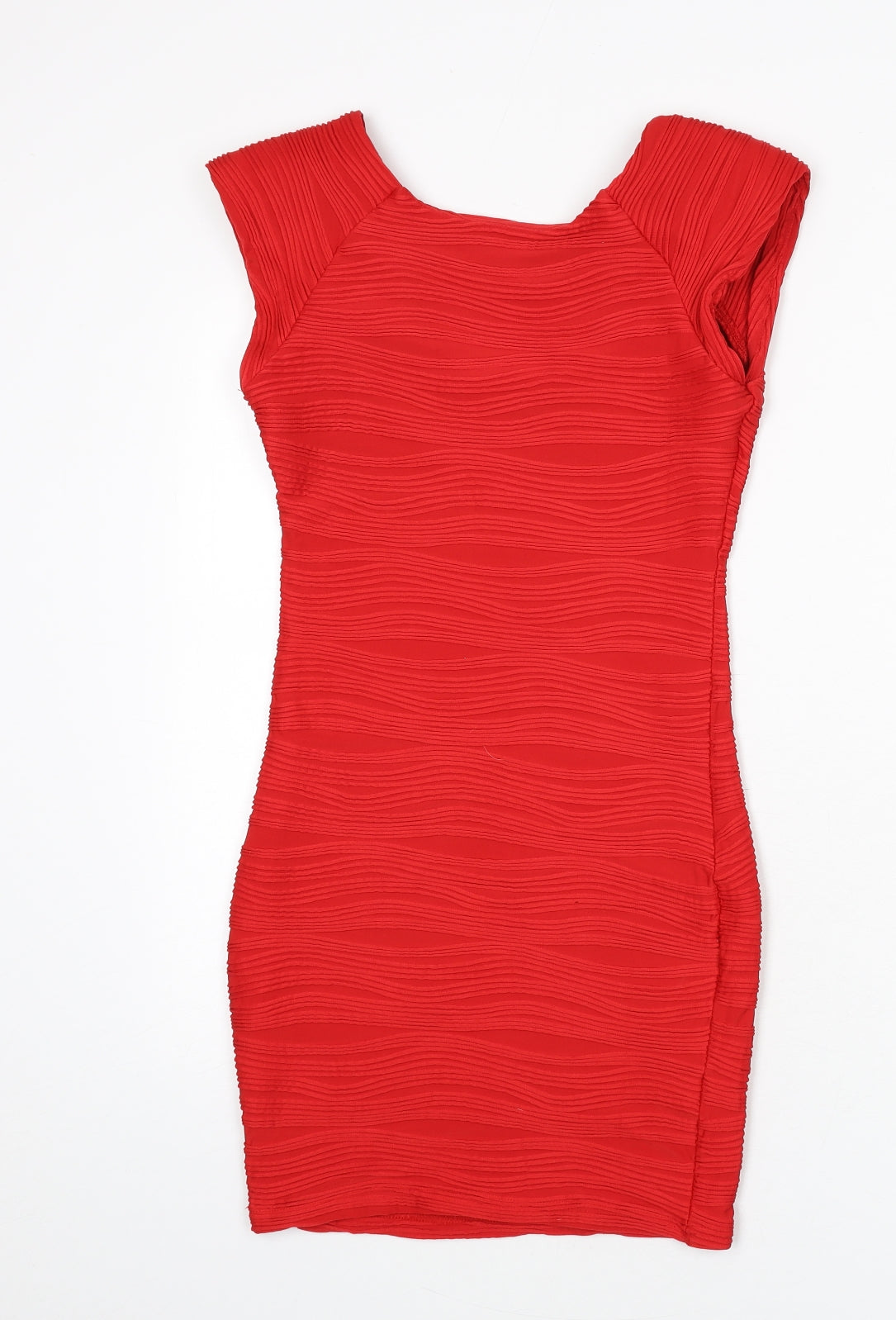 AX Paris Womens Red Striped Polyester Bodycon Size 10 Round Neck Pullover