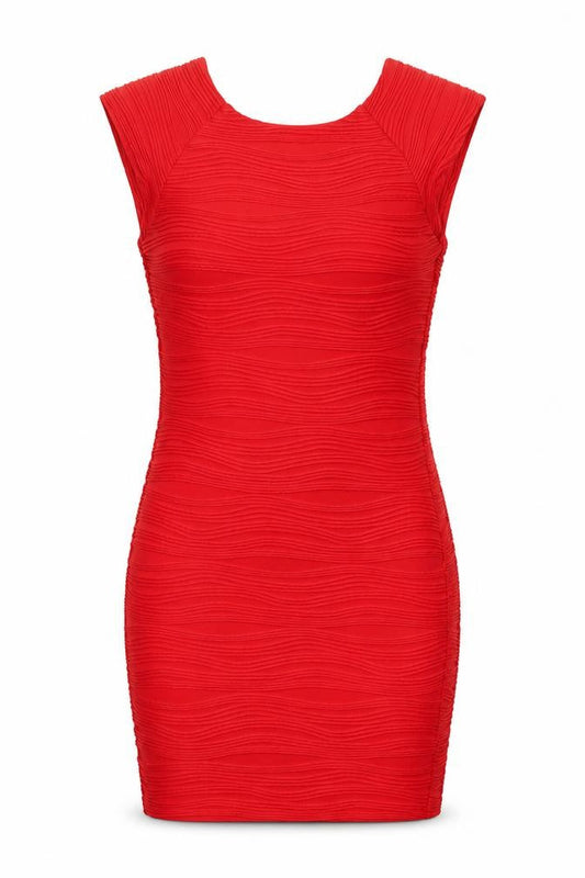 AX Paris Womens Red Striped Polyester Bodycon Size 10 Round Neck Pullover