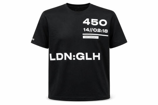 Front view of ASOS men’s black polyester t-shirt, size S, round neck - numbers, breathable material