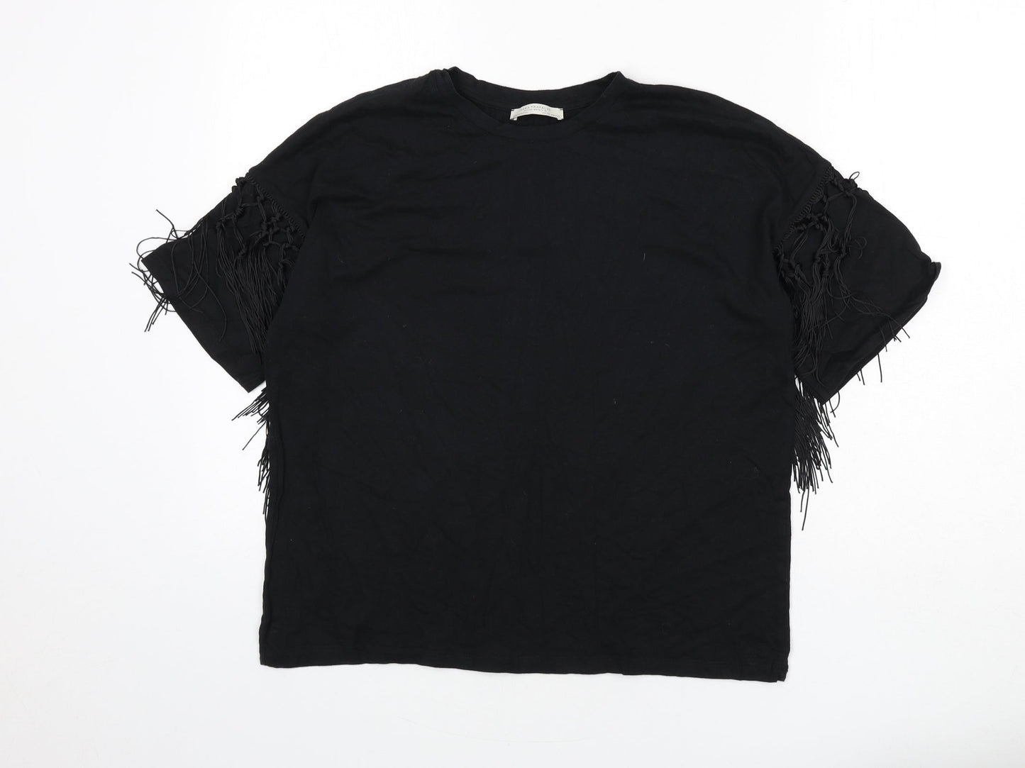 Womens UK Size M Zara Black Basic T-Shirt