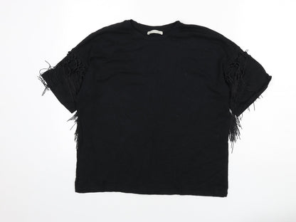Womens UK Size M Zara Black Basic T-Shirt