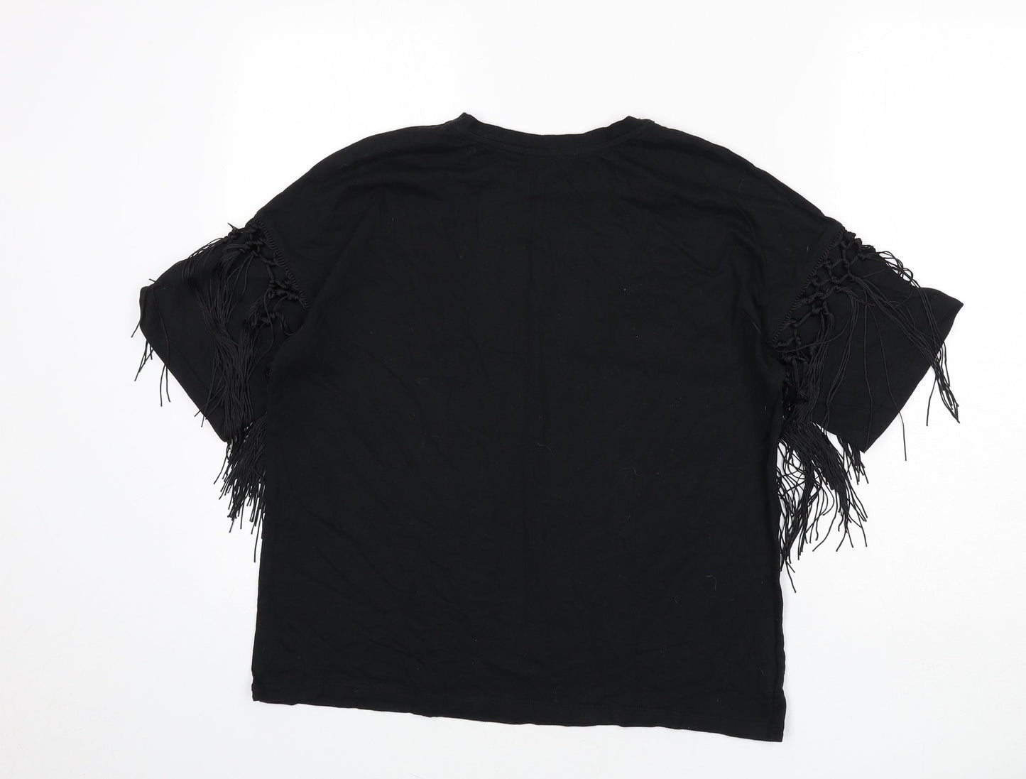 Womens UK Size M Zara Black Basic T-Shirt