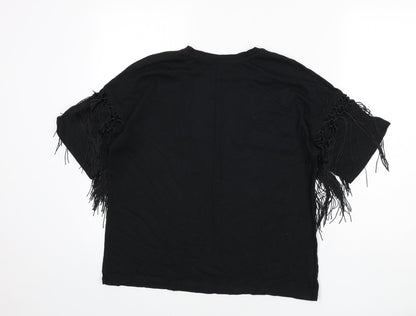 Womens UK Size M Zara Black Basic T-Shirt