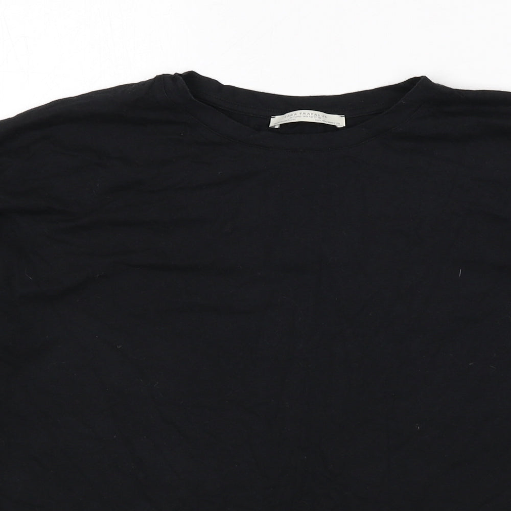 Womens UK Size M Zara Black Basic T-Shirt