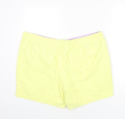 Marks and Spencer Mens Yellow Polyester Bermuda Shorts Size 3XL L6 in Regular Drawstring - Swim Shorts