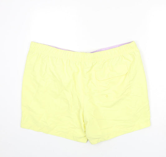 Marks and Spencer Mens Yellow Polyester Bermuda Shorts Size 3XL L6 in Regular Drawstring - Swim Shorts