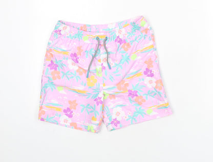 Marks and Spencer Boys Multicoloured Geometric Polyester Bermuda Shorts Size 8-9 Years Regular Drawstring - Palm Trees, Flowers, Swim SHorts