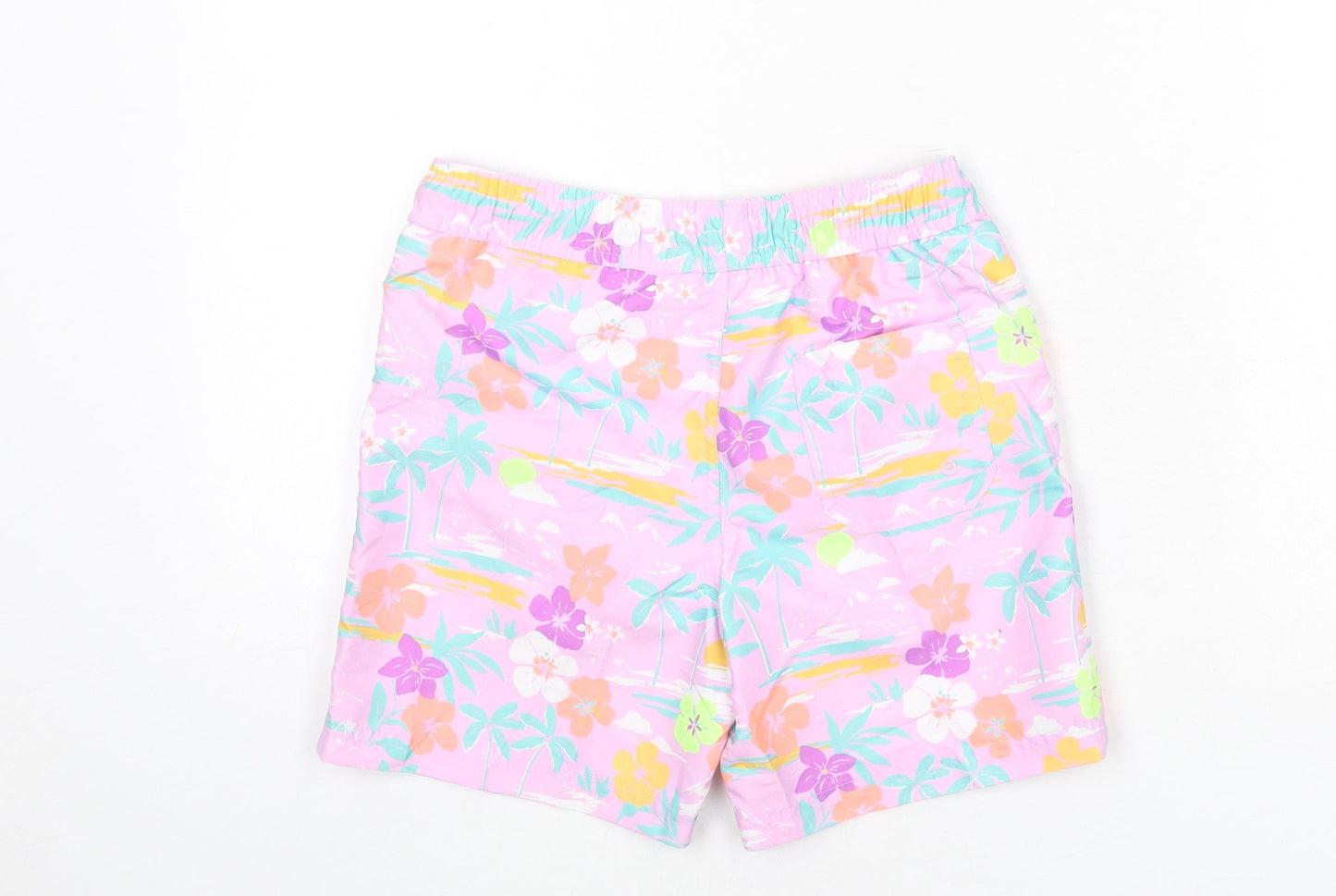 Marks and Spencer Boys Multicoloured Geometric Polyester Bermuda Shorts Size 8-9 Years Regular Drawstring - Palm Trees, Flowers, Swim SHorts