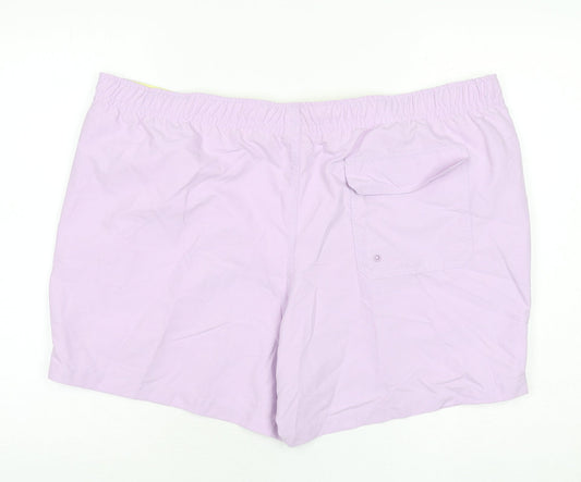 Marks and Spencer Mens Purple Polyester Bermuda Shorts Size 3XL L6 in Regular Drawstring - Swim Shorts