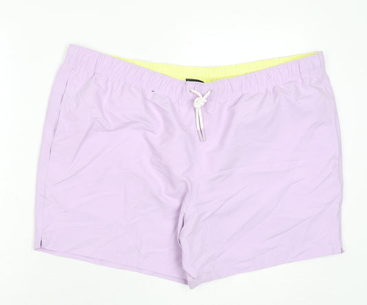 Marks and Spencer Mens Purple Polyester Bermuda Shorts Size 3XL L6 in Regular Drawstring - Swim Shorts