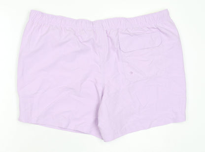 Marks and Spencer Mens Purple Polyester Bermuda Shorts Size 3XL L6 in Regular Drawstring - Swim Shorts