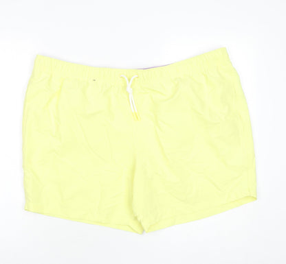 Marks and Spencer Mens Yellow Polyester Bermuda Shorts Size 3XL L6 in Regular Drawstring - Swim Shorts