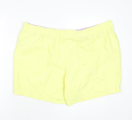 Marks and Spencer Mens Yellow Polyester Bermuda Shorts Size 3XL L6 in Regular Drawstring - Swim Shorts