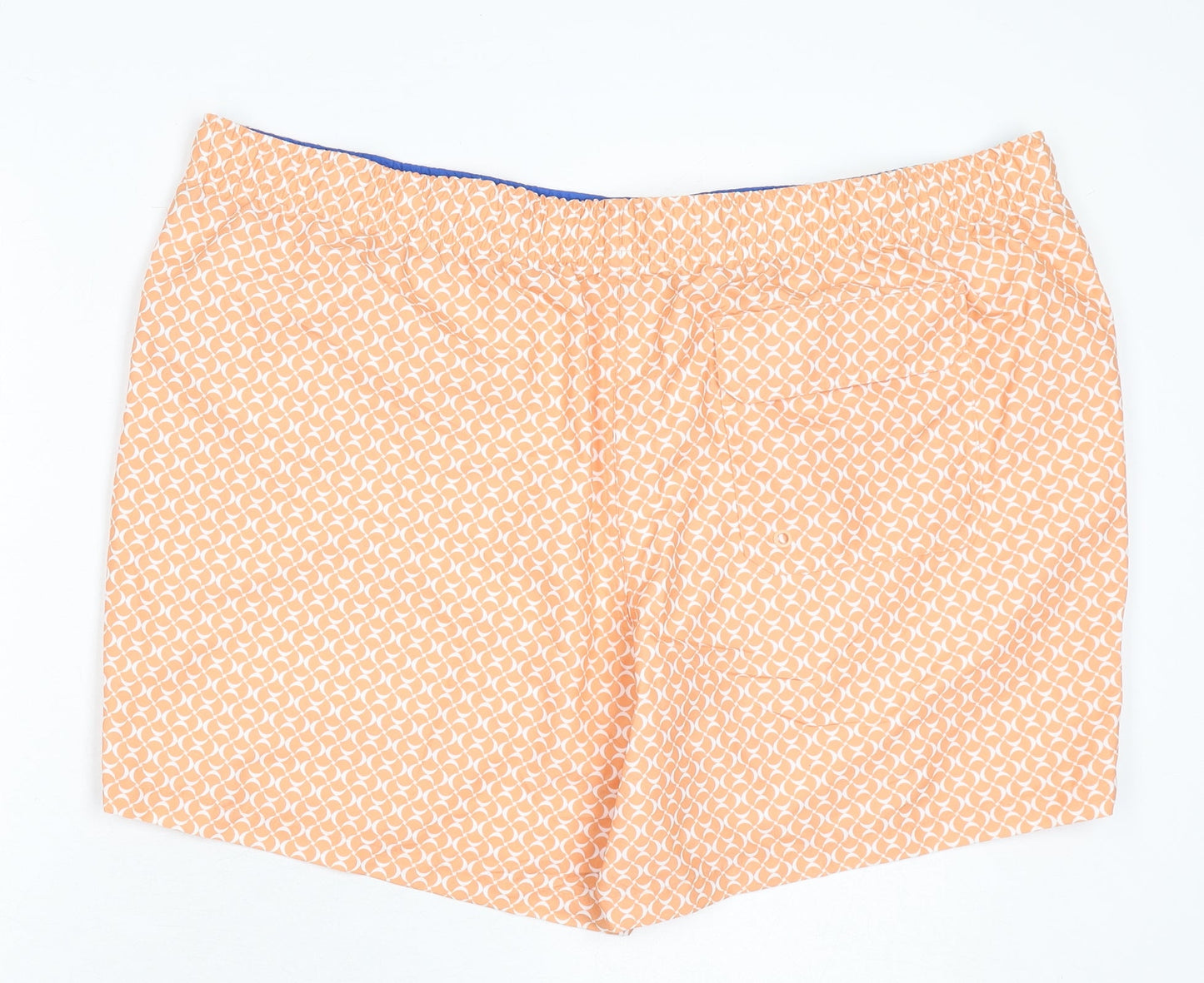 Marks and Spencer Mens Orange Geometric Polyester Bermuda Shorts Size 3XL L6 in Regular Drawstring - Swim Shorts