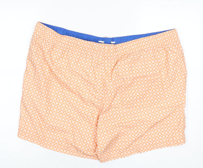 Marks and Spencer Mens Orange Geometric Polyester Bermuda Shorts Size 3XL L6 in Regular Drawstring - Swim Shorts