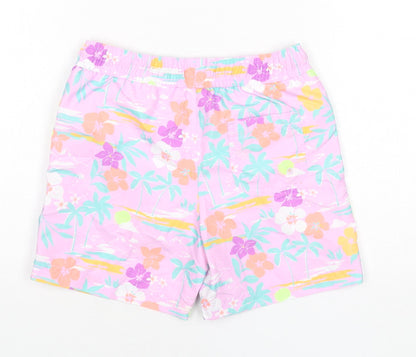Marks and Spencer Boys Multicoloured Geometric Polyester Bermuda Shorts Size 7-8 Years Regular Drawstring - Swim Shorts, Palm Trees, Flowers