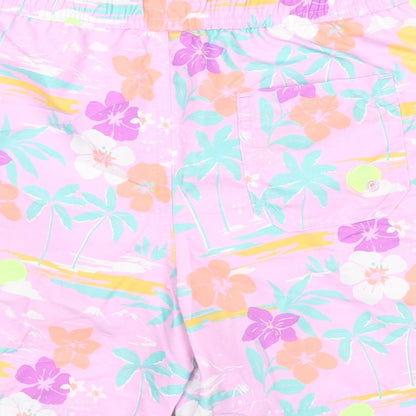 Marks and Spencer Boys Multicoloured Geometric Polyester Bermuda Shorts Size 7-8 Years Regular Drawstring - Swim Shorts, Palm Trees, Flowers