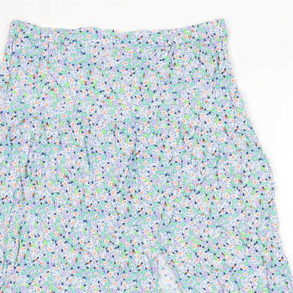 Marks and Spencer Womens Multicoloured Floral Viscose Flare Skirt Size 16 - Slit