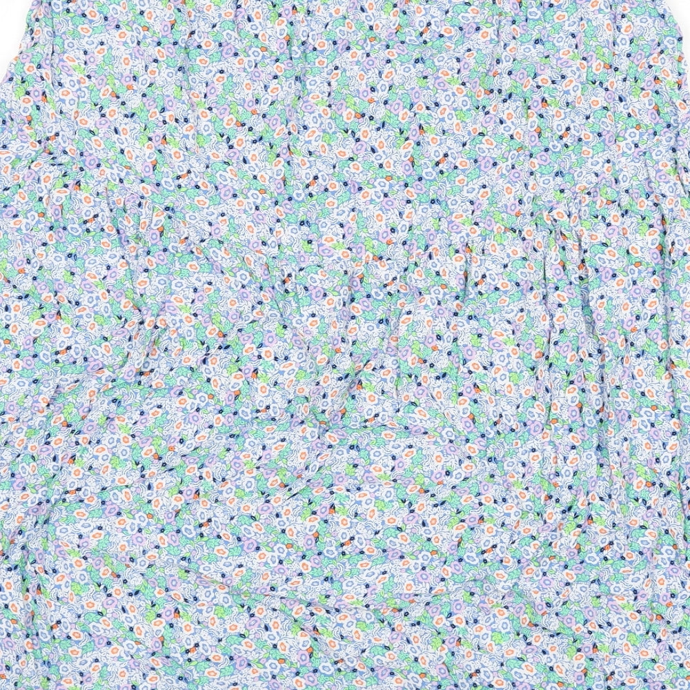 Marks and Spencer Womens Multicoloured Floral Viscose Flare Skirt Size 16 - Slit
