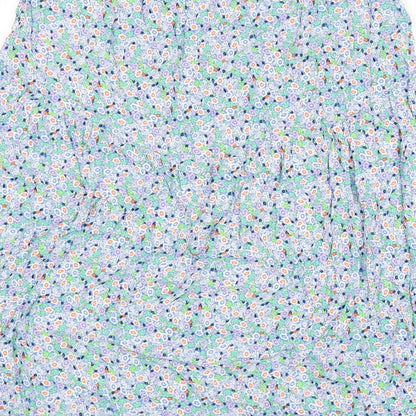 Marks and Spencer Womens Multicoloured Floral Viscose Flare Skirt Size 16 - Slit