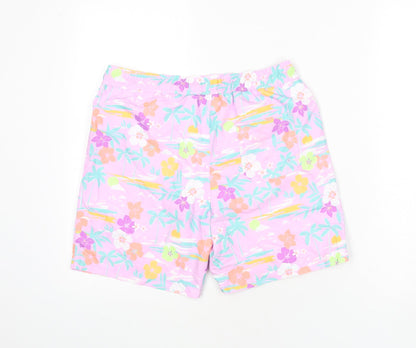Marks and Spencer Boys Multicoloured Geometric Polyester Bermuda Shorts Size 12-13 Years Regular Drawstring - Swim Shorts, Palm Trees, Flowers