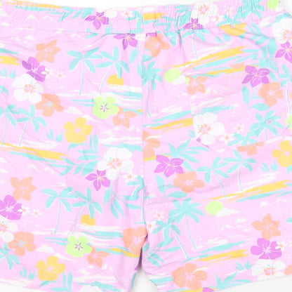 Marks and Spencer Boys Multicoloured Geometric Polyester Bermuda Shorts Size 12-13 Years Regular Drawstring - Swim Shorts, Palm Trees, Flowers