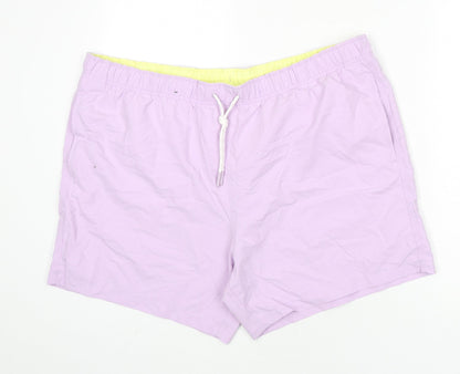 Marks and Spencer Mens Purple Polyester Bermuda Shorts Size 2XL L6 in Regular Drawstring - Swim Shorts