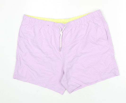 Marks and Spencer Mens Purple Polyester Bermuda Shorts Size 2XL L6 in Regular Drawstring - Swim Shorts