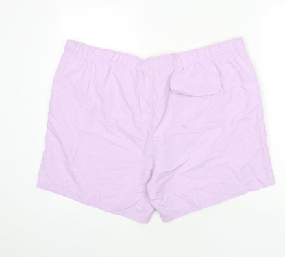 Marks and Spencer Mens Purple Polyester Bermuda Shorts Size 2XL L6 in Regular Drawstring - Swim Shorts