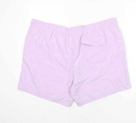 Marks and Spencer Mens Purple Polyester Bermuda Shorts Size 2XL L6 in Regular Drawstring - Swim Shorts