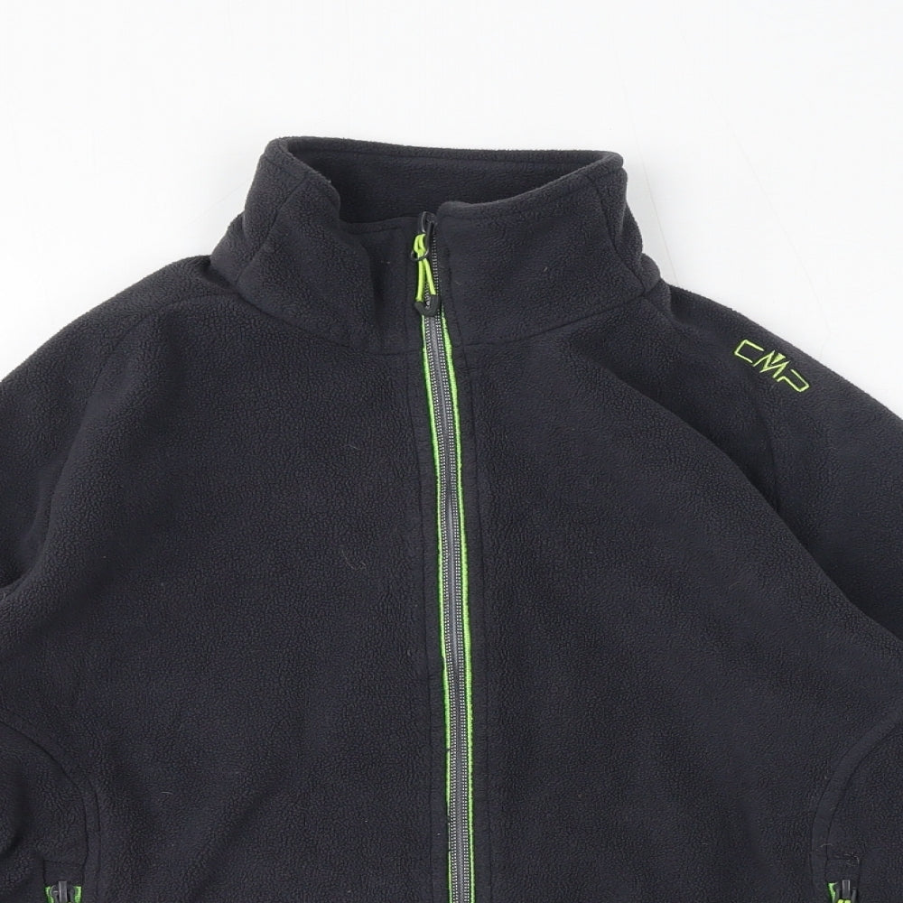 Close-up detail of CMP boys’ grey jacket, size 10-11, years zip