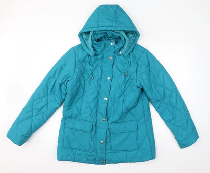 Damart Womens Blue Quilted Jacket Size 10 Zip - Size 10-12