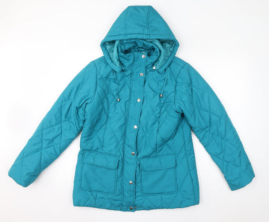 Damart Womens Blue Quilted Jacket Size 10 Zip - Size 10-12