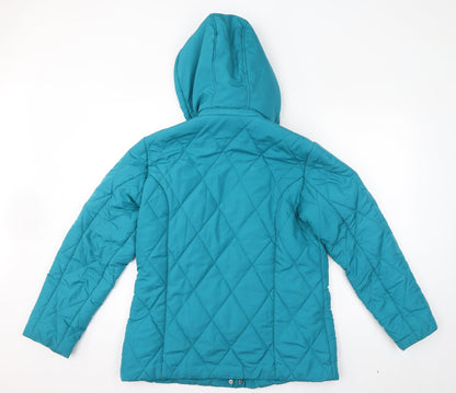 Damart Womens Blue Quilted Jacket Size 10 Zip - Size 10-12