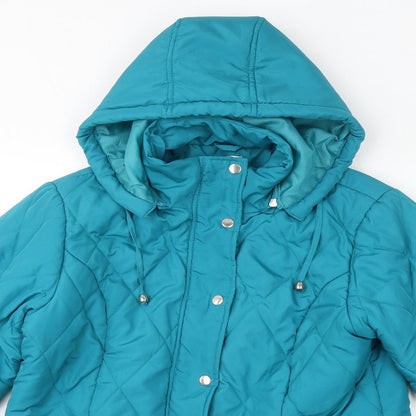 Damart Womens Blue Quilted Jacket Size 10 Zip - Size 10-12
