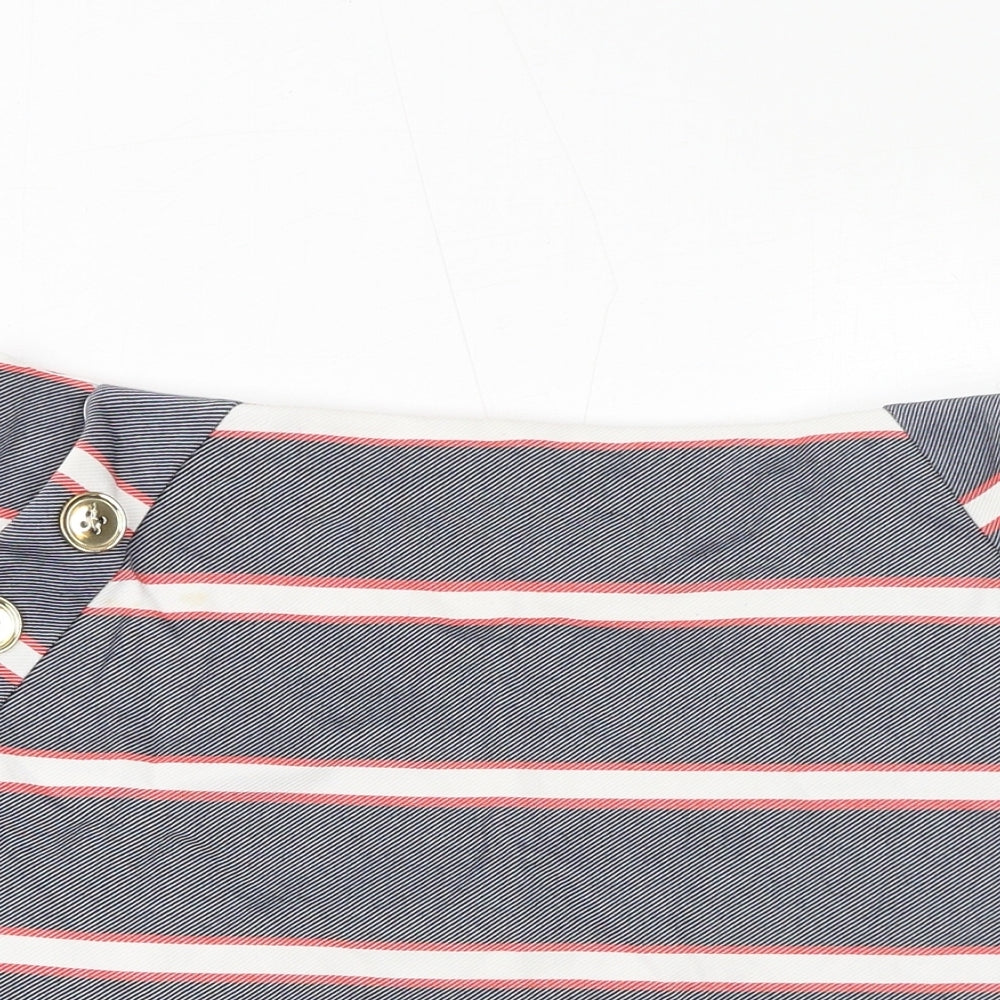 Oasis Womens Blue Striped Polyester Mini Skirt Size M - Buttons
