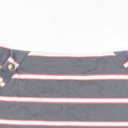 Oasis Womens Blue Striped Polyester Mini Skirt Size M - Buttons
