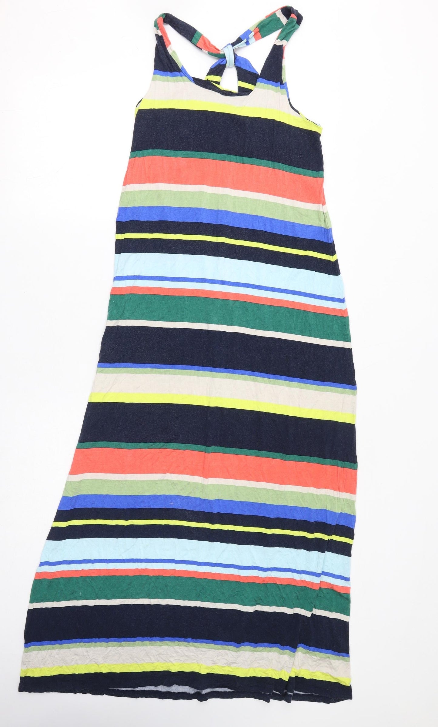 Monsoon Womens Multicoloured Striped Viscose Maxi Size S Round Neck Pullover