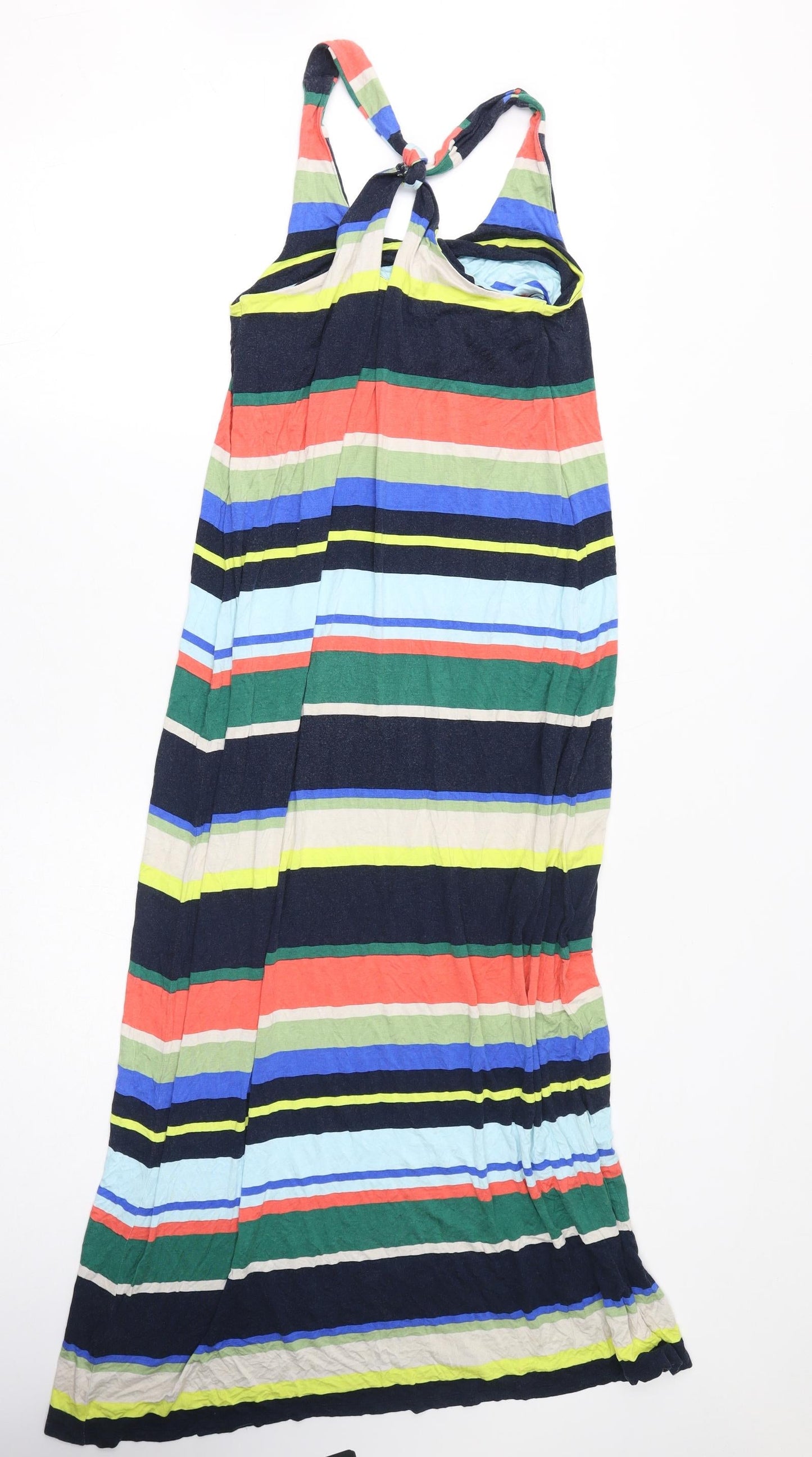 Monsoon Womens Multicoloured Striped Viscose Maxi Size S Round Neck Pullover