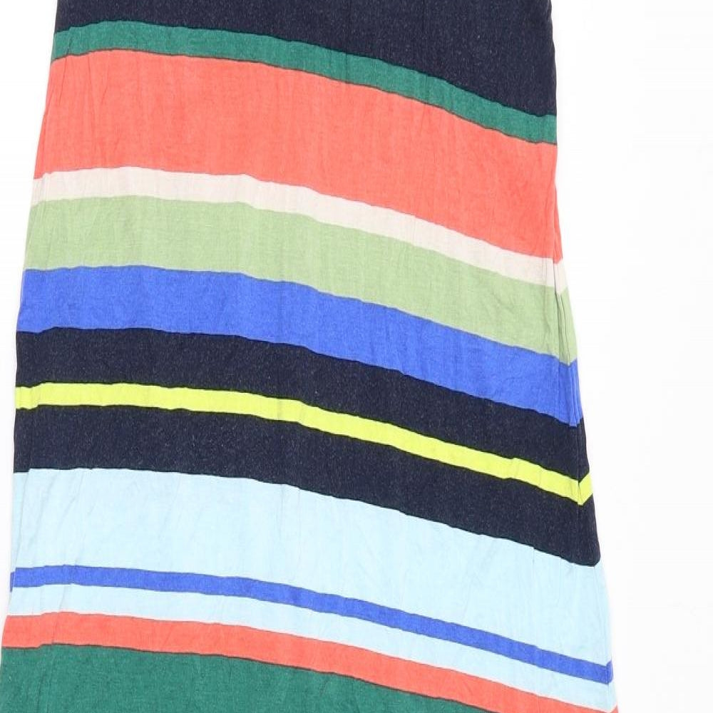 Monsoon Womens Multicoloured Striped Viscose Maxi Size S Round Neck Pullover