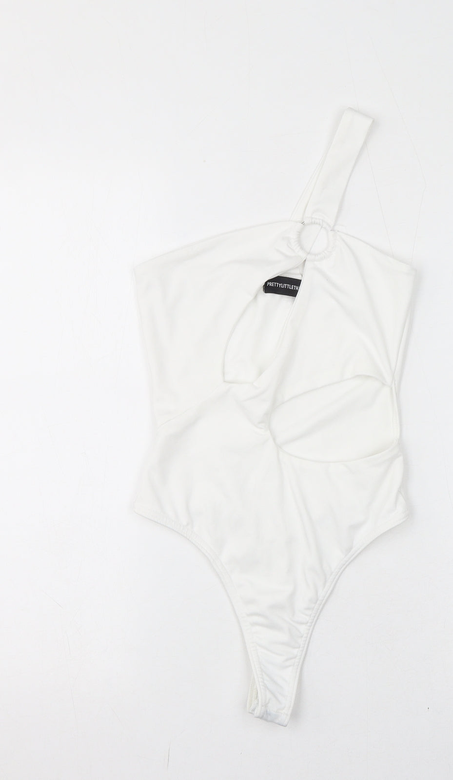 PRETTYLITTLETHING Womens White Polyester Bodysuit One-Piece Size 6 Button