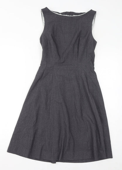 H&M Womens Grey Polyester A-Line Size 10 Round Neck Zip