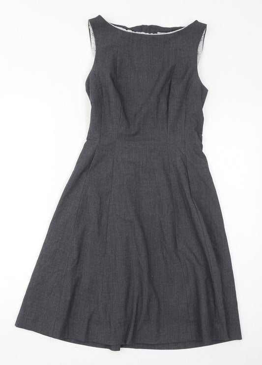 H&M Womens Grey Polyester A-Line Size 10 Round Neck Zip